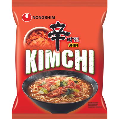 Nongshim Kimchi Ramyun Noodle Soup, 120 g, Orange & Black, Medium, (7681)