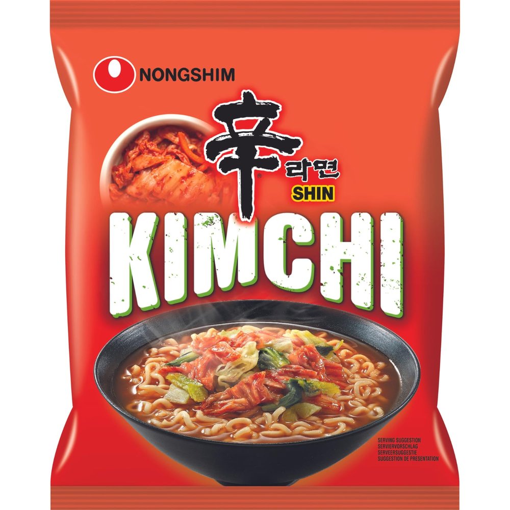 Nongshim Kimchi Ramyun Noodle Soup, 120 g, Orange & Black, Medium, (7681)