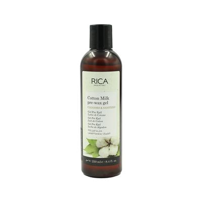 Rica Cotton Milk Pre Wax Gel Cleansing Waxing Hair Cleaning with Naural Extracts for Hydration & Softening Skin - 250ml