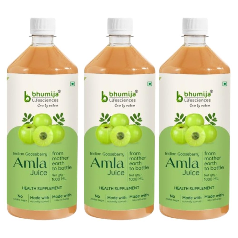 Bhumija Lifesciences IAmla Juice 1L | Natural Indian Gooseberry Juice | Rich Vitamin C Source | Herbal Wellness Drink | No Added Sugar | Daily Immunity & Digestion Support | (Pack of 3)