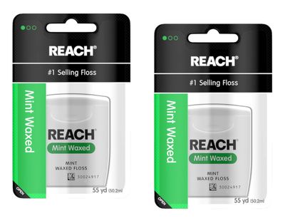 2 x 50m Johnson&Johnson REACH MINT WAXED DENTAL FLOSS NEW FREE SHIPPING