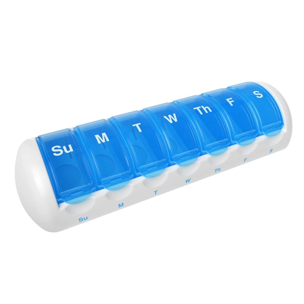 Ezy Dose Weekly (7-Day) Travel Pill Planner with pop-outs in Assorted Colors (6 pack)