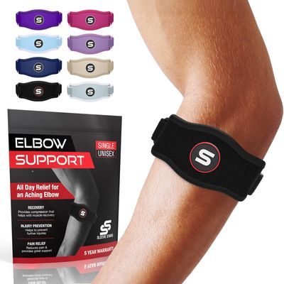 #1 Best Tendonitis Tennis & Elbow Brace With Compression Pad for Men & Women - For Great Support & Pain Relief Against Tendonitis- Premium Quality! One Size. 1-pack.