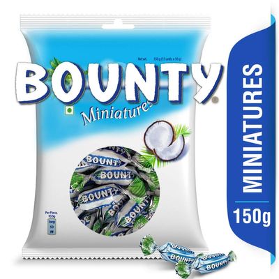 Bounty Chocolate Miniatures, 150g Pouch (15 Pieces)