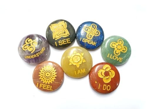 Jet I FEEL I SEE Chakra Stone Set - Natural Jet Agate Round Crystals for Chakra Balancing, Meditation, Healing, and Spiritual Wellness