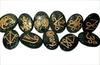 Jet Dark Green Mica Karuna Reiki 11 Stone Set Free 40 Page Booklet on Jet International Crystal Therapy. Oval Crystal Gemstone Engraved Healing Chakra Balancing Pouch Spiritual Pagan Wicca Energy Vibes Aura Quality view 4