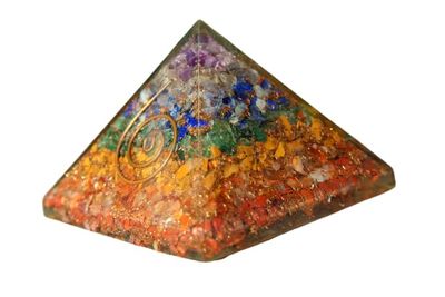 Jet Mix Gemstone Unique Chakra Orgone Pyramid Crystal Therapy. Crystal Gemstones Copper Metal Mix Rare