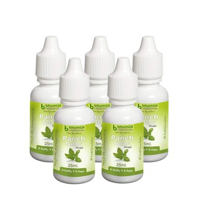 Bhumija Lifesciences Panch Tulsi Ark Drop Natural Immunity Booster, 25 ml | Helps in Cold & Cough | Contains Extract of 5 Types of Tulasi | Relief for Adults and Kids (Pack of 5)