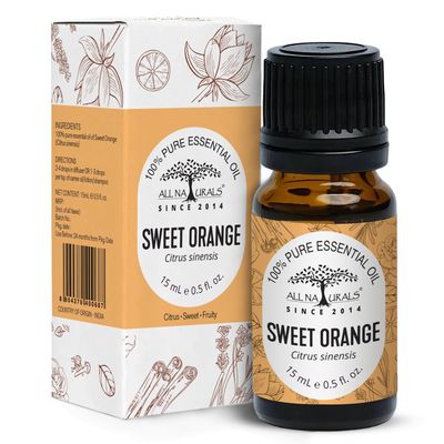 All Naturals Orange Essential Oil (Sweet) 100% Pure for Aromatherapy, Alertness Concentration & Termites - 15 mL
