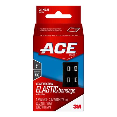 ACE - 207333 3" Elastic Bandage Wrap with Clips, Black
