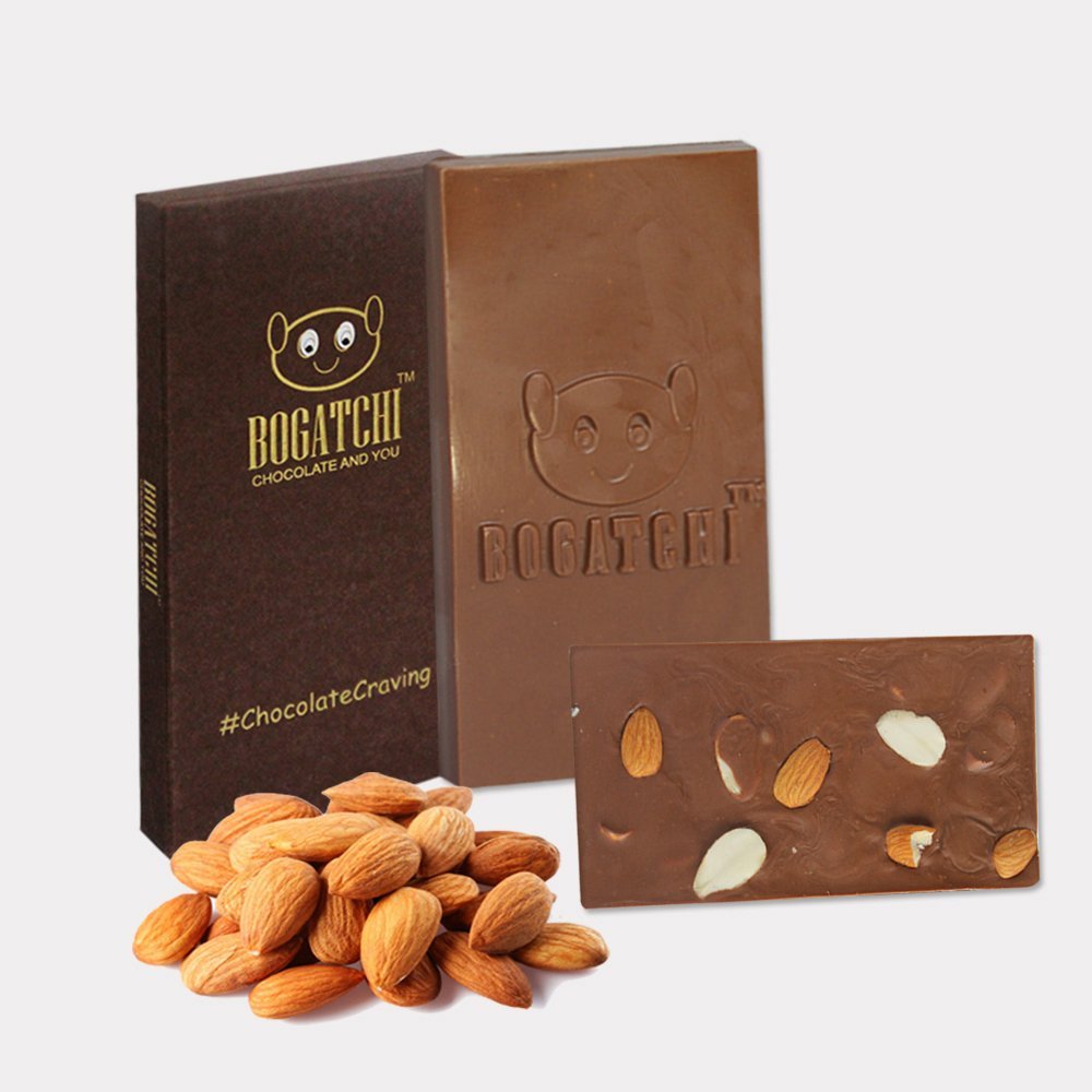 Bogatchi Almond bar, 30% Dark Chocolate with Richness of Almonds, 1 Piece