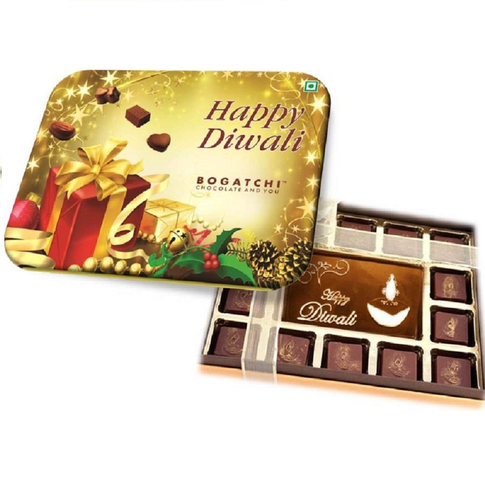 BOGATCHI Chocolate Gift Box, Happy Diwali Chocolate, Diwali Chocolate Gifts, Diwali Chocolate Gift, Diwali Chocolate BAR, Diwali Gifts, 15 Pieces