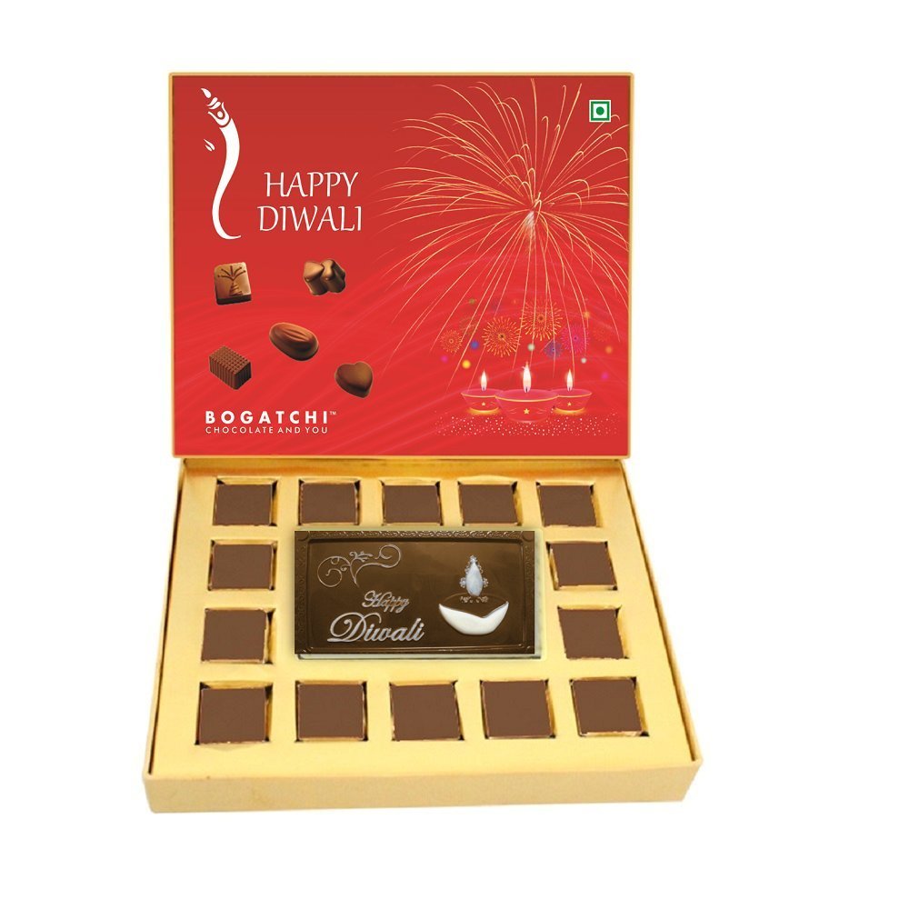 BOGATCHI Chocolate Gift Box, Happy Diwali Chocolate, Diwali Chocolate Gifts, Diwali Chocolate Gift, Diwali Chocolate BAR, Diwali Gifts, 15 Pieces