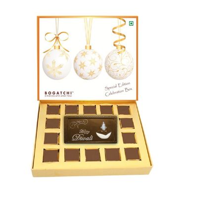 BOGATCHI Chocolate Gift Box, Happy Diwali Chocolate, Diwali Chocolate Gifts, Diwali Chocolate Gift, Diwali Chocolate BAR, Diwali Gifts, 15 Pieces
