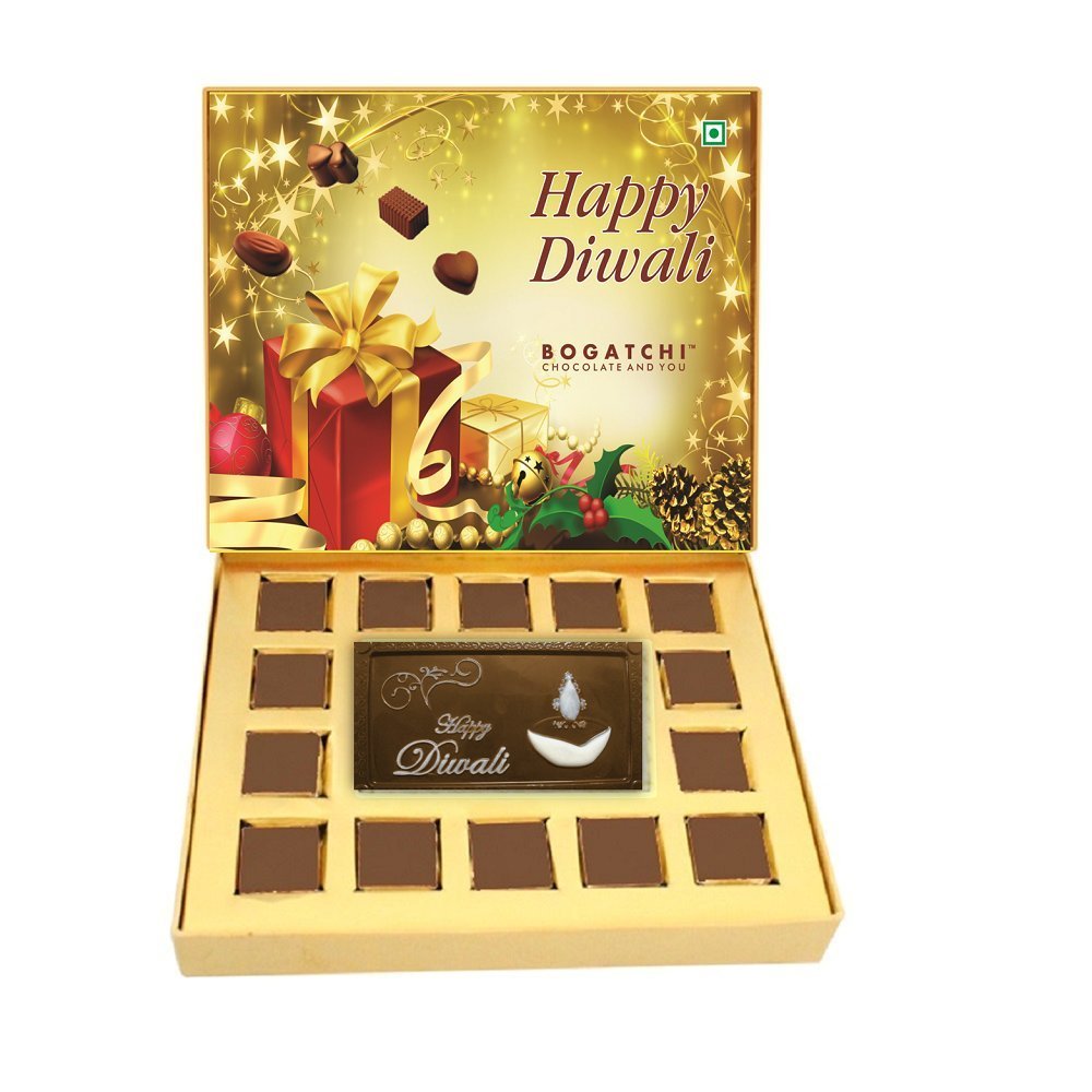 BOGATCHI Chocolate Gift Box, Happy Diwali Chocolate, Diwali Chocolate Gifts, Diwali Chocolate Gift, Diwali Chocolate BAR, Diwali Gifts, 15 Pieces