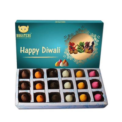 BOGATCHI Happy Diwali Chocolate Box, Ganesha MODAK, Diwali Chocolates, Diwali Sweets, Dark Chocolate, Diwali Gifts, 18 PCS