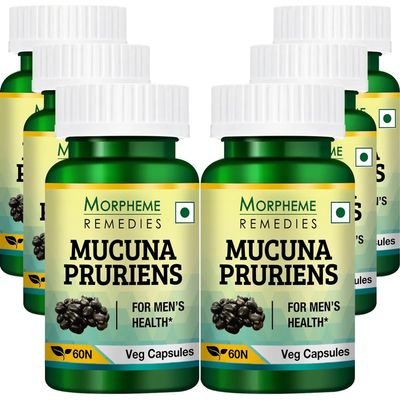 Morpheme Remedies Mucuna Pruriens (Kapikachhu) 500mg Extract - 60 Veg Caps - 6 Bottles