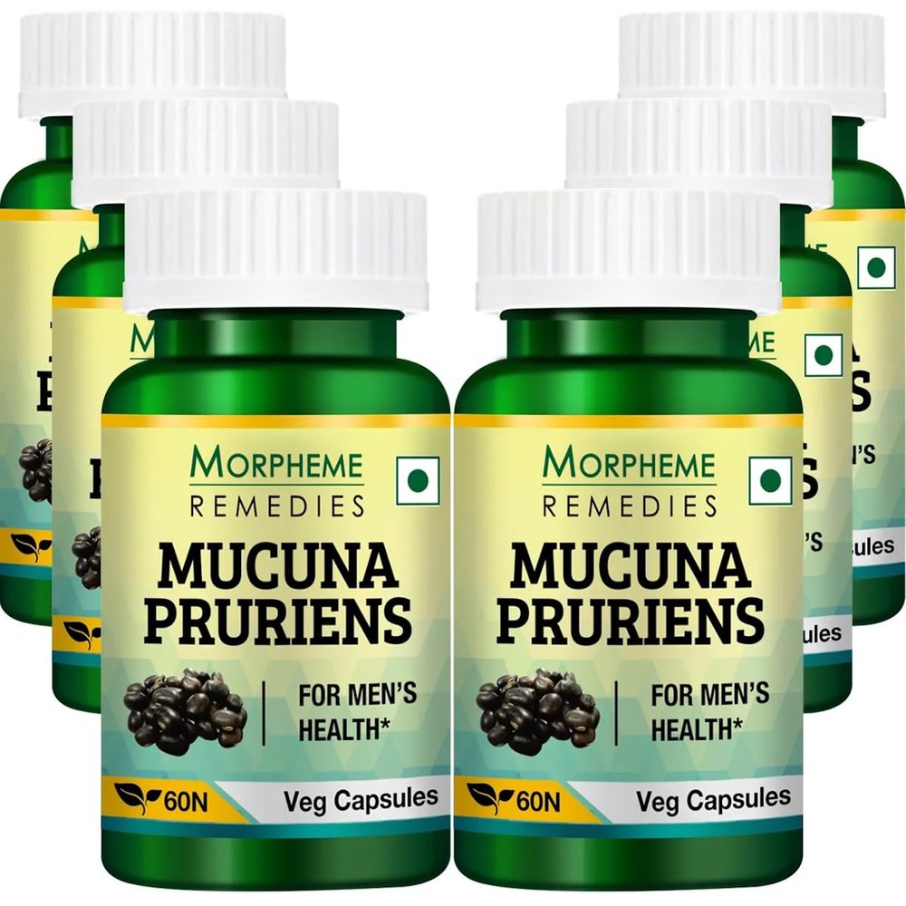 Morpheme Remedies Mucuna Pruriens (Kapikachhu) 500mg Extract - 60 Veg Caps - 6 Bottles