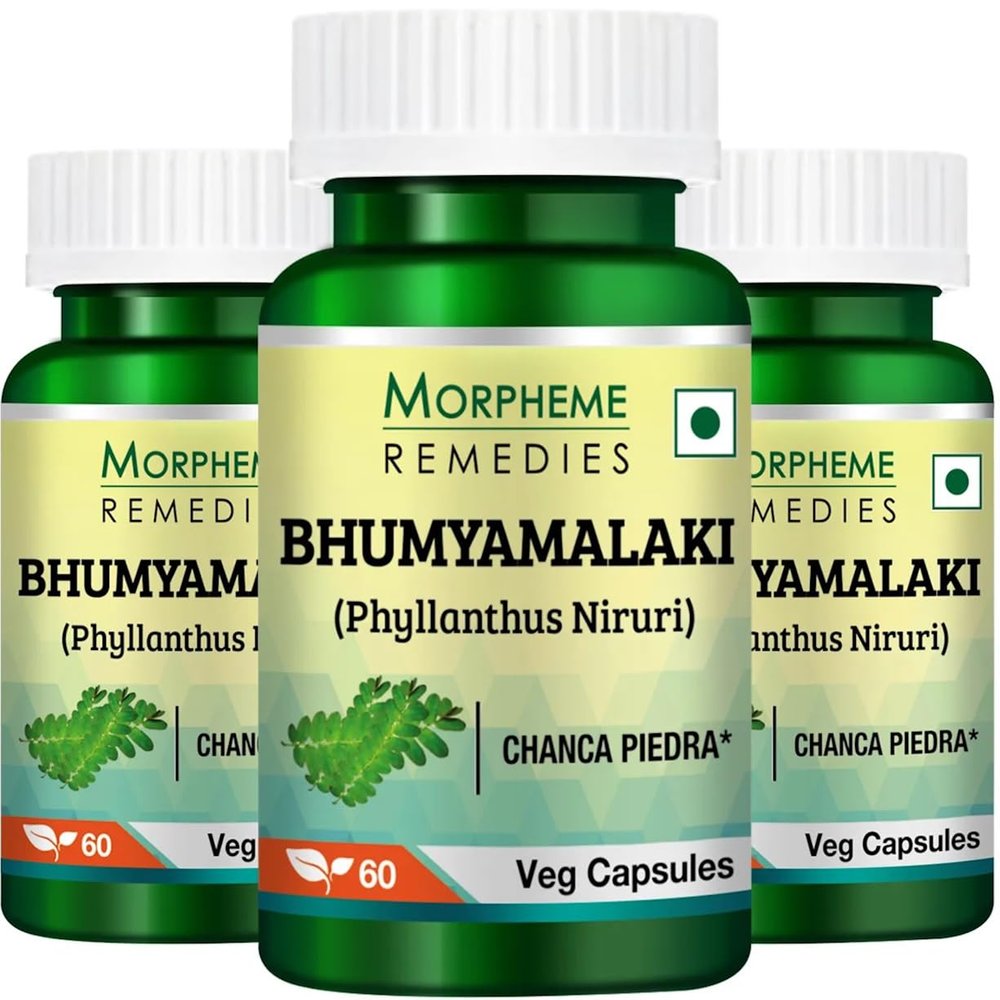 Morpheme Remedies Phyllanthus Niruri (Bhumyamlaki) 500mg Extract - 60 Veg Caps - 3 Bottles