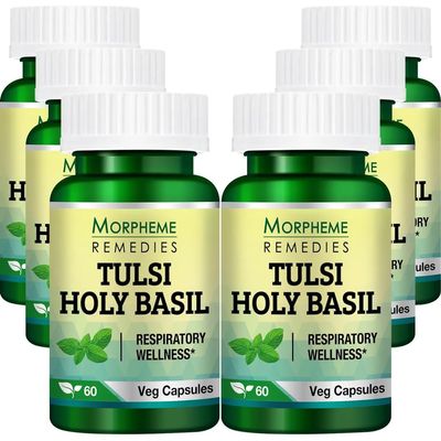 Morpheme Tulsi Holy Basil 500mg Extract - 60 Veg Caps - 6 Bottles
