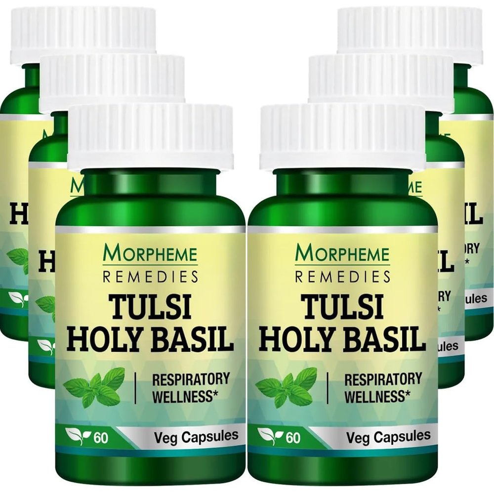 Morpheme Tulsi Holy Basil 500mg Extract - 60 Veg Caps - 6 Bottles