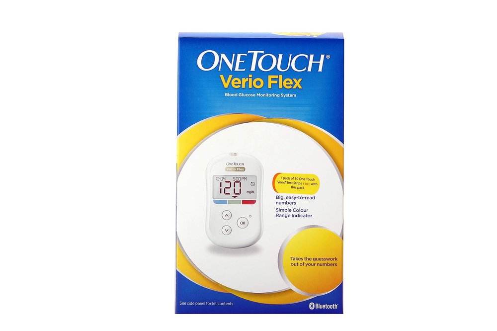 OneTouch Verio Flex glucometer machine|Sync your results with OneTouch Reveal mobile app|Simple & accurate testing of blood sugar levels at home|Global Iconic Brand|
