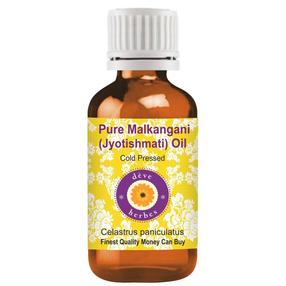 Deve Herbes Pure Malkangani (Jyotishmati) Oil (Celastrus paniculatus) | Cold Pressed | Brain & Memory Support | Natural | Undiluted | For Diluting Essential Oils | Skin & Massage | Unisex | 100ml