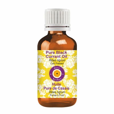 Deve Herbes Pure Black Currant Oil (Ribes nigrum) | Cold Pressed | Natural | Undiluted | For Diluting Essential Oils | For Skin & Massage | Men & Women | 30ml
