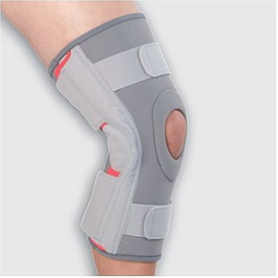Functional Knee Stabilizer Knee Support Compression muscle Joint Protection Gym Wrap Open Patella Hinge Brace Support Bandage Injury Guard Gray (27.5 to 32.5 cm) (Small)