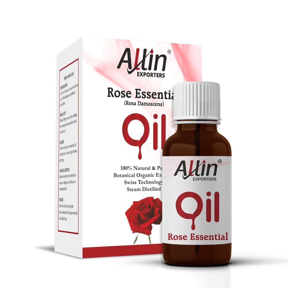 Allin Exporters Rose Essential Oil Natural Pure Therapeutic Grade for Skin Diffuser Perfume Massage Aromatherapy & Bath (15 ML)