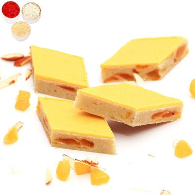 Bhaidooj Gifts Sweets- Ghasitaram's Mango Fruit Kaju Katli 200 GMS