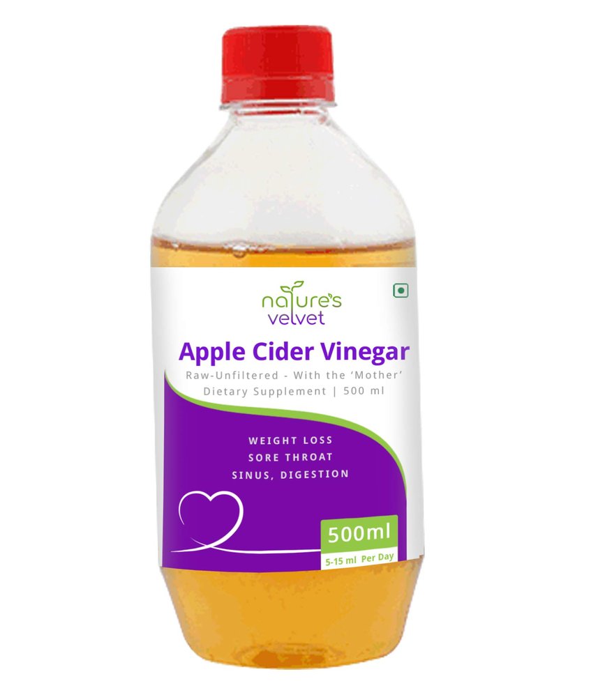 Natures Velvet Lifecare Apple Cider Vinegar With Mother of Vinegar- 500 ml, Unfiltered, Unpasteurised - Pack of 1