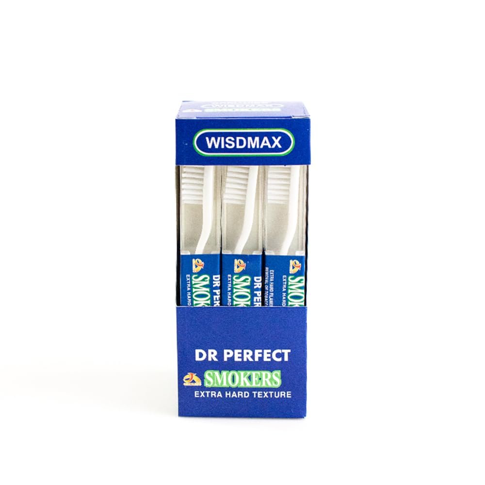Dr.Perfect Wizdmax Adult Smoker's Toothbrush Super Hard Bristles (12)