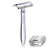 BAILI Classic Chrome Long Handle Men's Shaving Safety Blade Razor Stainless Shaver +5 Blades +Travel Case view 1