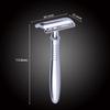 BAILI Classic Chrome Long Handle Men's Shaving Safety Blade Razor Stainless Shaver +5 Blades +Travel Case view 3
