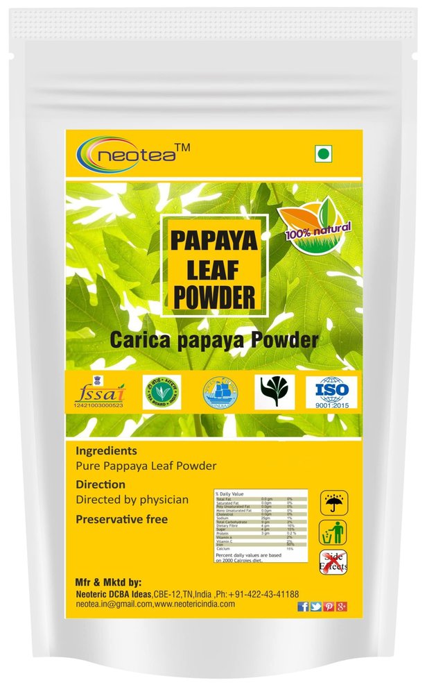 Neotea Papaya Leaf Powder | Supports Healthy Blood Platelets & Digestion | Herbal Supplement for Normal Sugar Levels | Antioxidant & Skin Rejuvenation | Organic, Non-GMO, Vegan | Dried from Fresh Green Leaves | Tea & Juice Extract 300 GM