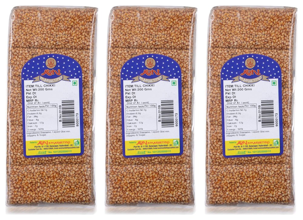 Avni Sesame Seeds Chikki(Pack Of 3X 200 Grams )