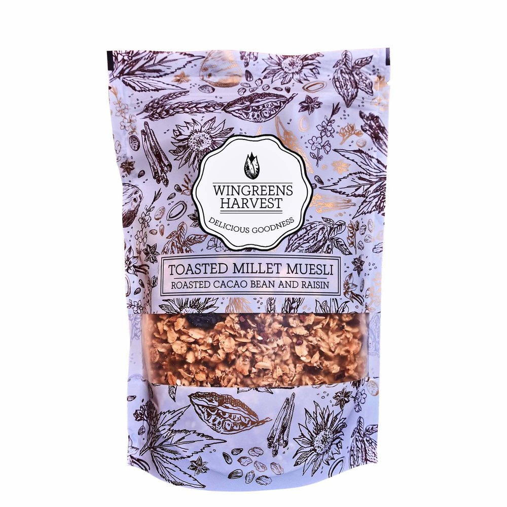 Wingreens Harvest Toasted Millet Muesli, Roasted Cacao Bean & Raisin, 250 g