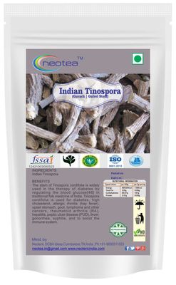 Neotea Indian Tinospora Giloy Gurach Gulvel Stem Roots Dry Tinospora Cordifolia Natural Immunity Booster, 100G
