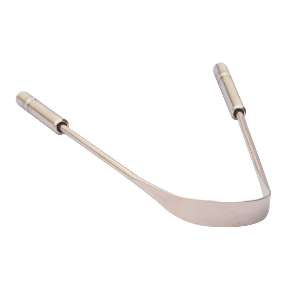 BlomiDeal Surgical Grade Stainless Steel Tongue Cleaner Scraper -Bacteria Inhibiting, Non-synthetic Grip -Sterilizable