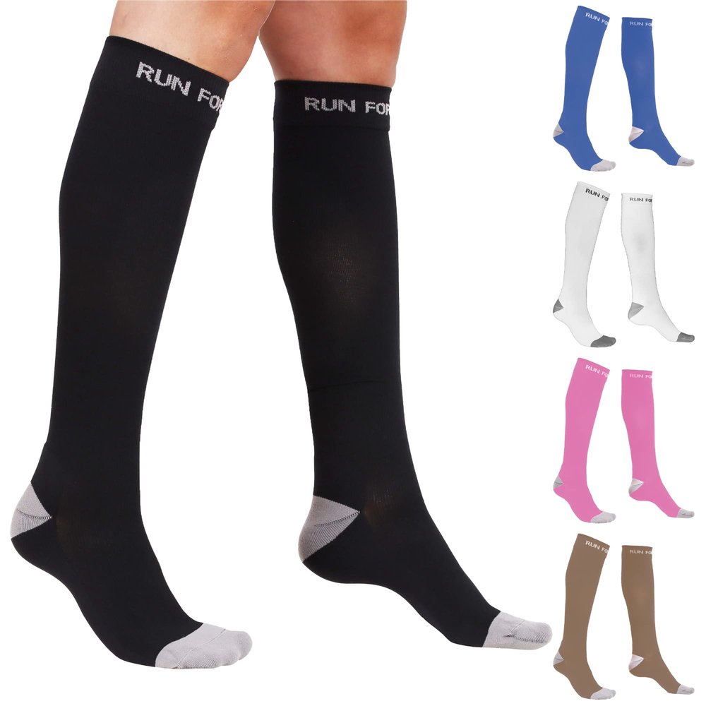 Compression Socks for Men & Women  20-30mmHg Medical Grade Graduated Stockings (Black, Medium)