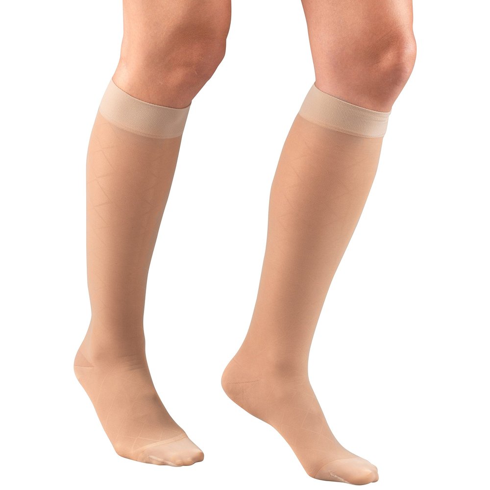 1783, Large, Nude : Truform 1783, Women's Diamond Pattern (15-20 mmHg) Graduated Compression Stockings, Large, Nude