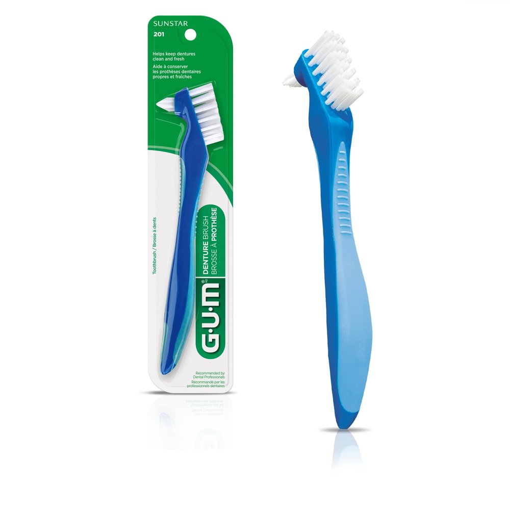 Sunstar 201RYB GUM Denture Brush, Flat Bristle