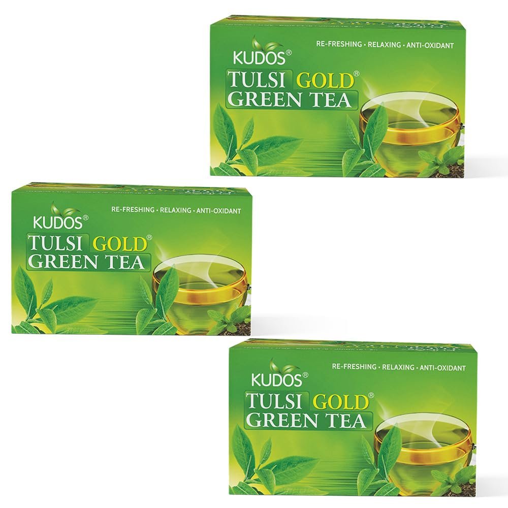 Kudos TULSI GOLD GREEN TEA 25 Tea Bag Pack of 3