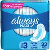 Always Maxi, Size 3, Extra Long Super Pads with Wings, Unscented, 33 Count view 1