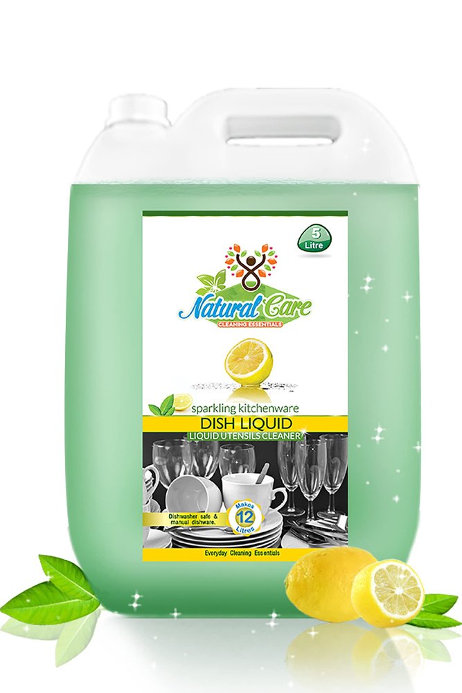 Natural Care Dishwash Liquid 5 Ltr | Lemon Dish Cleaning Gel for Dishwashing All Utensils | Plant Based, Biodegradable, Non-Toxic | Removes Tough Grease, Leaves No residue, Baby & Pet Safe. 5 Litre