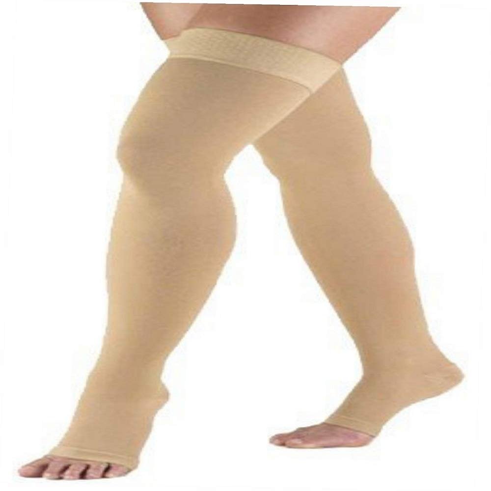 Medical Antiskid Varicose Veins, Graduate Calibrated, Compression Socks, Stocking Improve Blood Circulation, Varicose Vein, Swollen, Aching Legs, Pain Relief, Edema, Sore Legs, Compression Sleeve with Anti Slip, Grade-III, Unisex.(Beige X-L)
