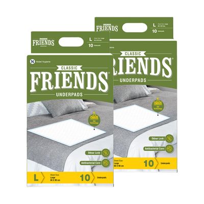 Friends Classic Disposable Underpads,Soft & Super Absorbency - 60x90 cm (Pack of 2) unisex