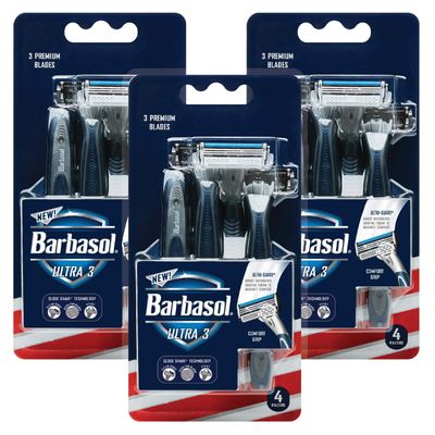 Barbasol Premium Disposable Ultra 3 Razor, 4 Count