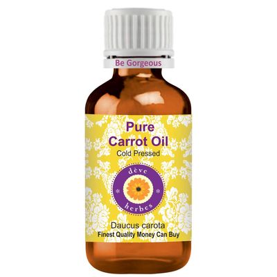 Deve Herbes Pure Carrot Oil (Daucus carota) | Cold Pressed | Natural | Undiluted | For Diluting Essential Oils | For Skin & Massage | Men & Women | 50ml